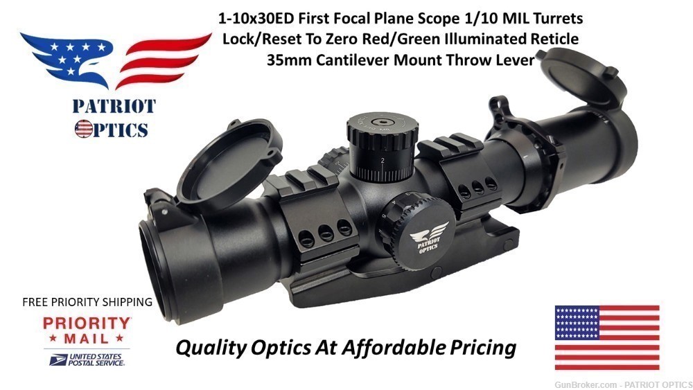 PATRIOT OPTICS Prowess 1-10x30 FFP LPVO Rifle Scope 35mm Tube W Mount-img-0