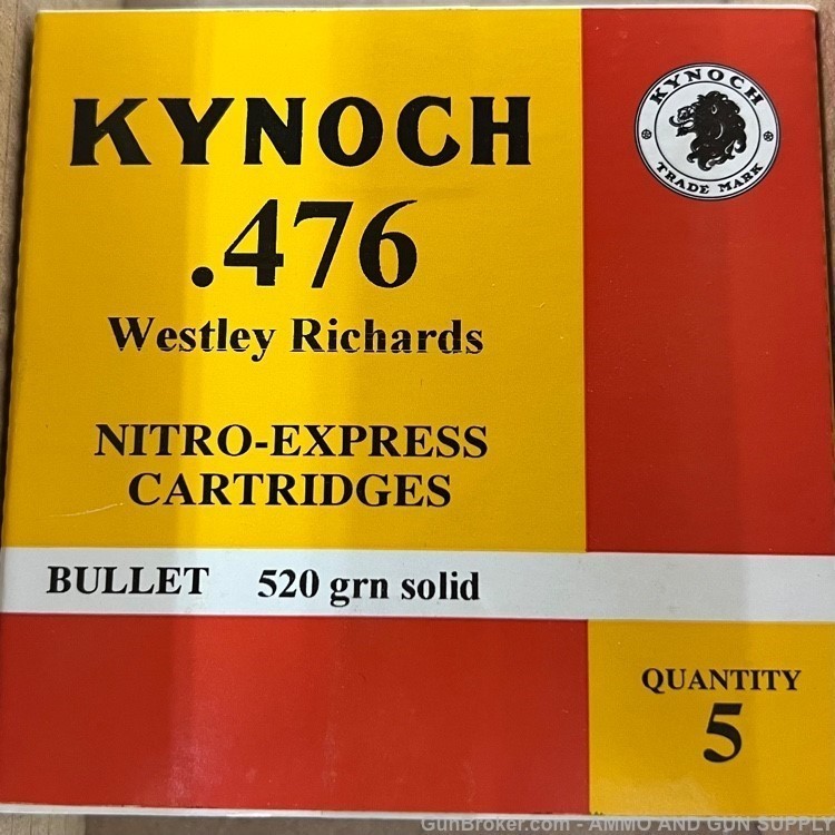 KYNOCH- UK- 476 WESTLEY RICHARDS- 520 GRAIN- SOLID - 5-ROUND BOX!-img-2