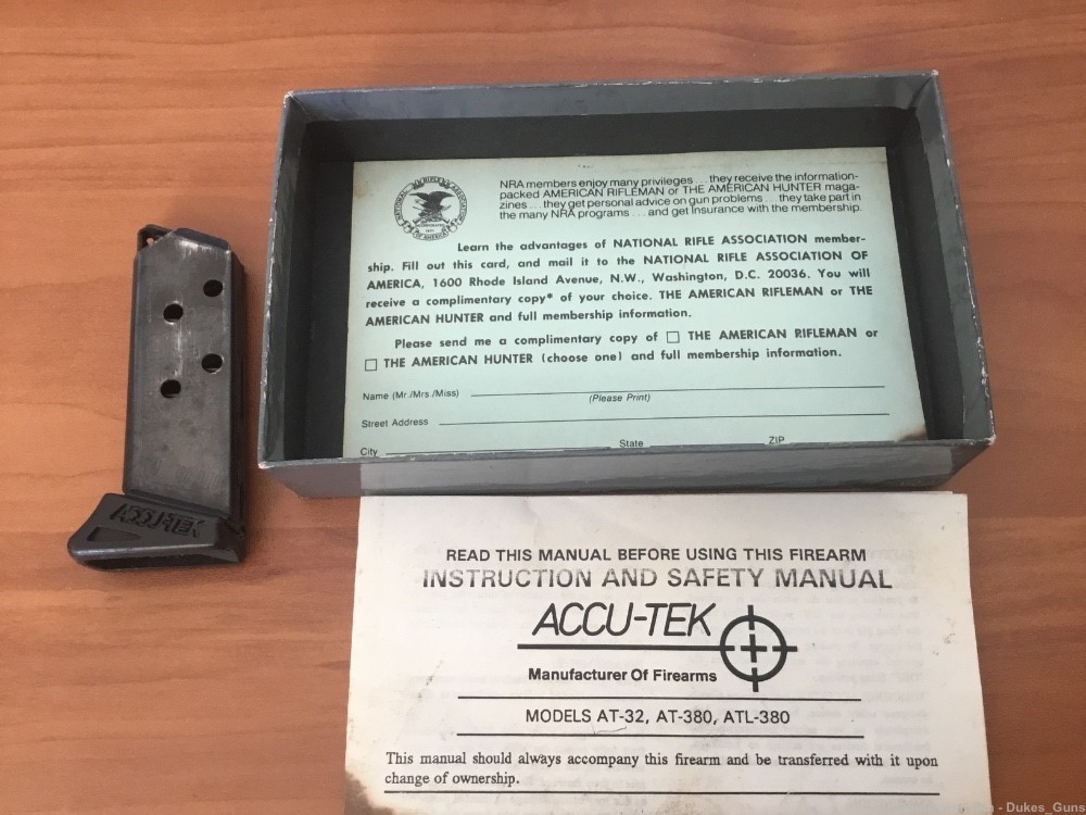 Accu-Tek AT-380, 5 rd. Magazine w/handgun box and manuals -img-1