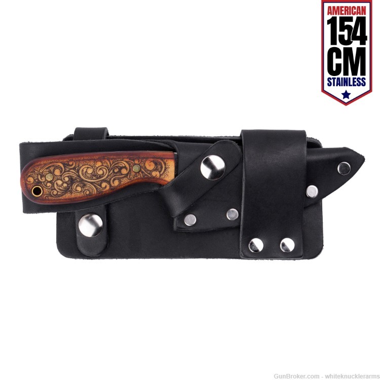 Whiteknuckler Brand Classic M3 Leatherwood Stonewashed 154CM Knife-img-0