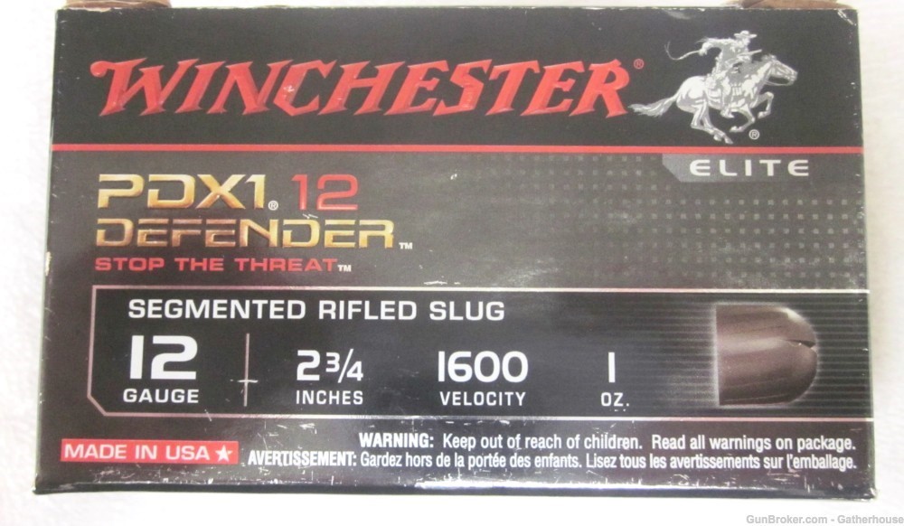 12 rounds 12ga Winchester PDX1 Defender Slugs & Supreme Elite Buck and ...