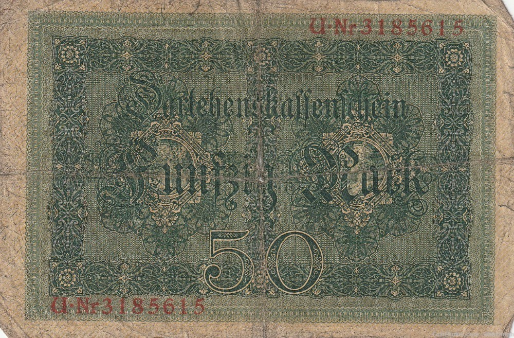 WWI German Currency Bank Note, 50 Marks, 1914-img-1