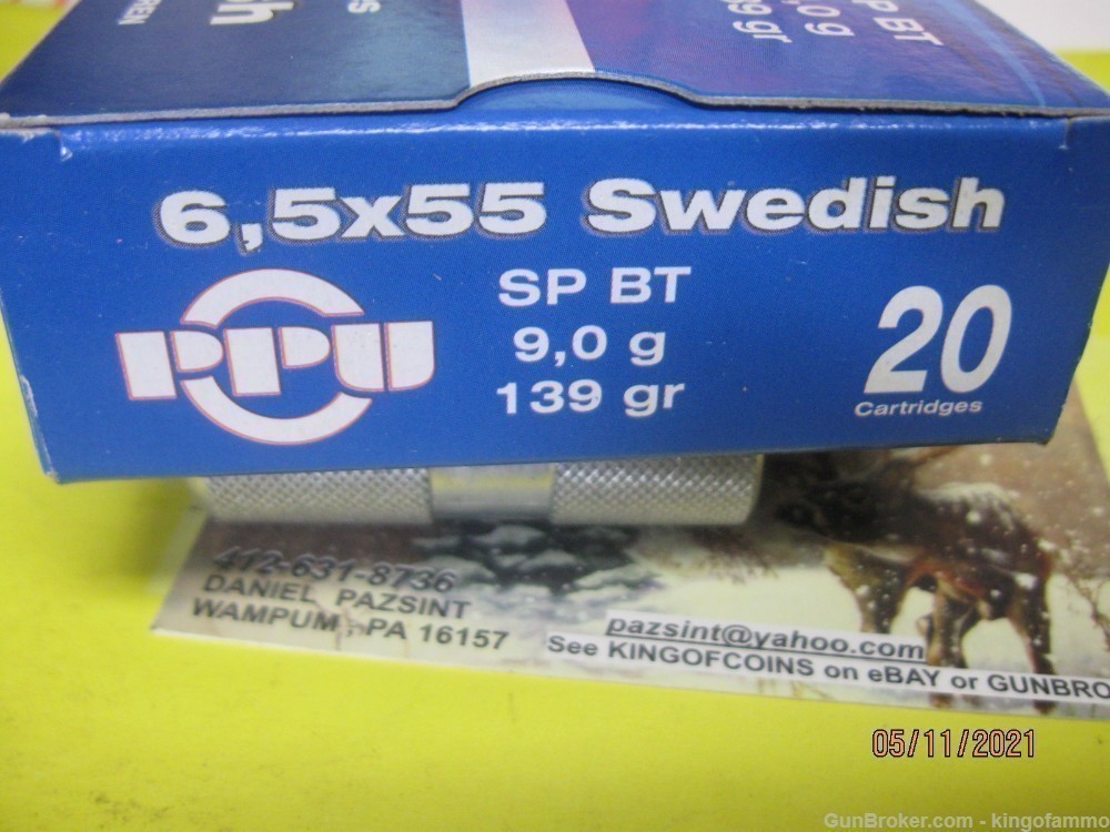 New 6.5x55 SWEDE 139 gr SP BT 20 rds Box PPU Ammo; more others avaliable-img-0