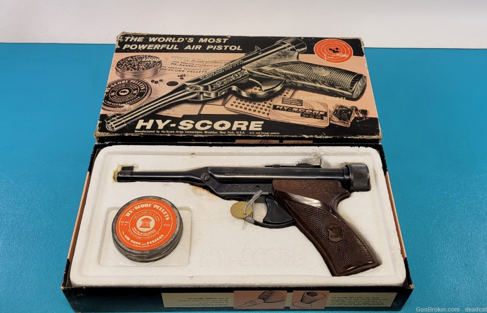 Hy-Score Target Model 800 Air Pistol Gun .22 Pellets Box & Provenance #941-img-0