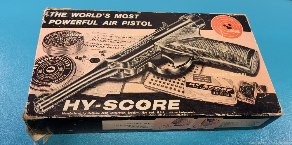 Hy-Score Target Model 800 Air Pistol Gun .22 Pellets Box & Provenance #941-img-14