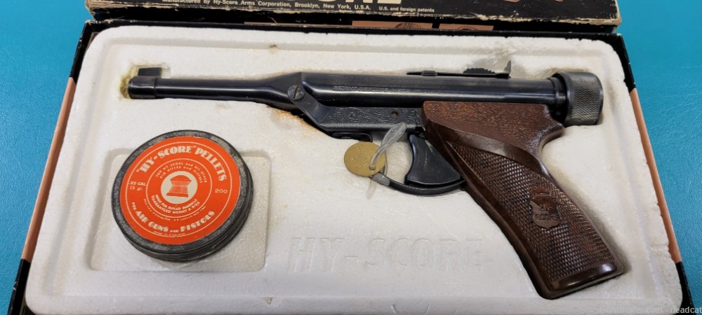 Hy-Score Target Model 800 Air Pistol Gun .22 Pellets Box & Provenance #941-img-1