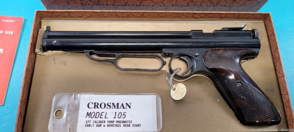 Early Crosman Model 105 Bullseye Air Pistol in Box + Provenance #1041      -img-1