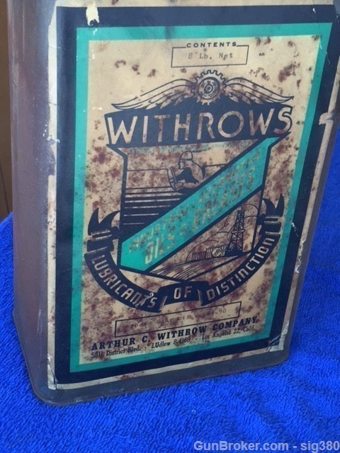 1910-1920 ARTHUR C. WITHROW COMPANY OIL CAN, LOS ANGELES CA, SUPER RARE!-img-1