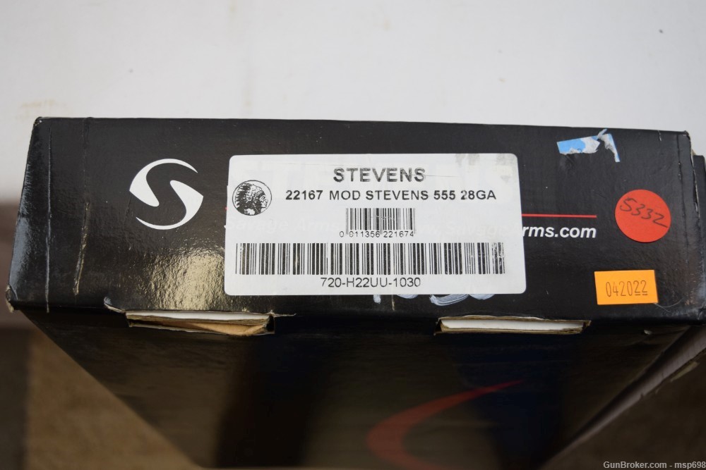 Stevens 555 Over/Under, 28 Ga, 26" bbls, 5 Tubes, Box, VG Cond.-img-16