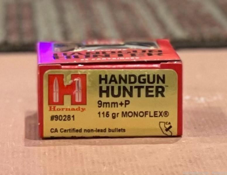 Hornady 9MM+P 115 gr Monoflex CA Certified non-lead -img-0