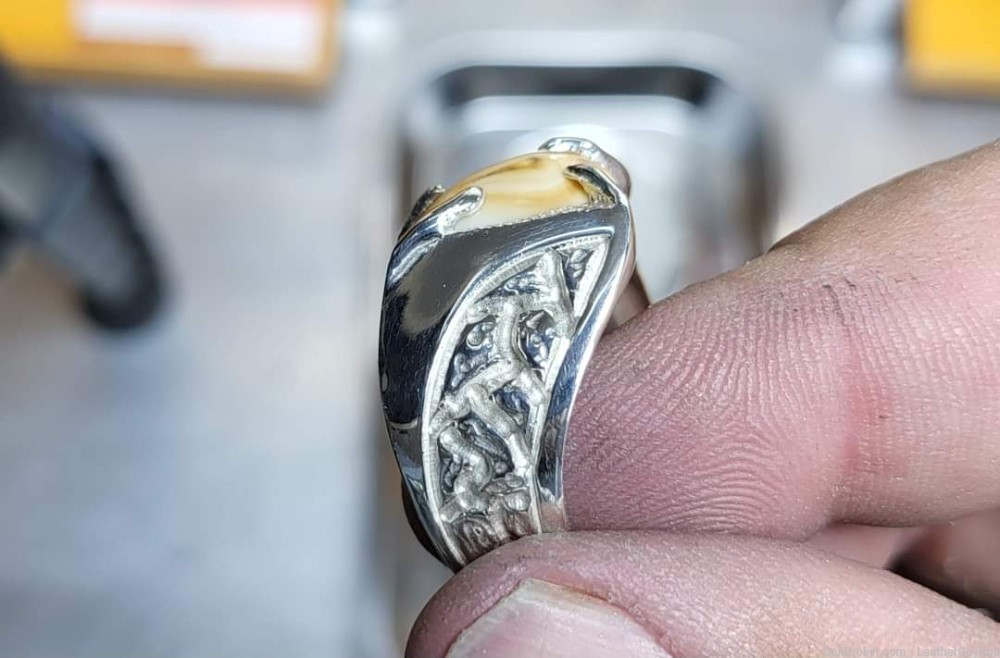 Sterling Silver Elk Ivory Ring or Elk Tooth Ring-img-2