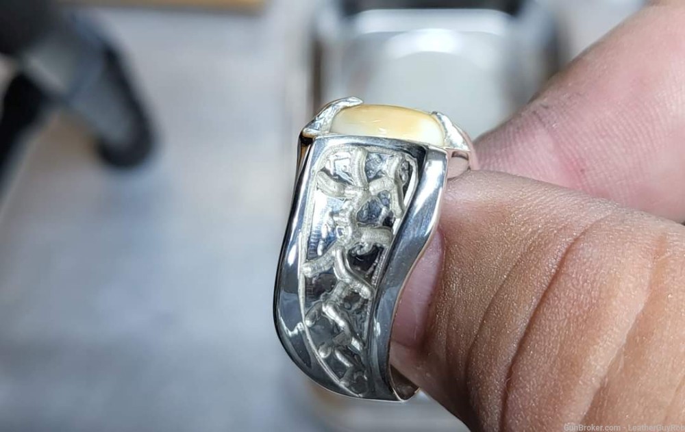 Sterling Silver Elk Ivory Ring or Elk Tooth Ring-img-1