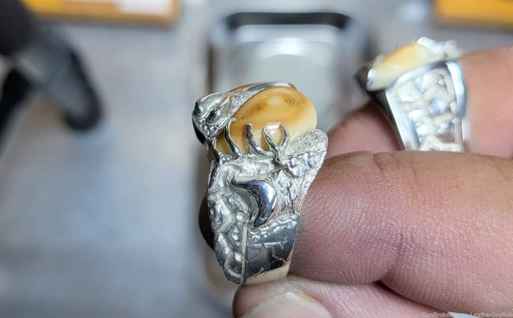 Sterling Silver Elk Ivory or Elk Tooth Ring-img-1