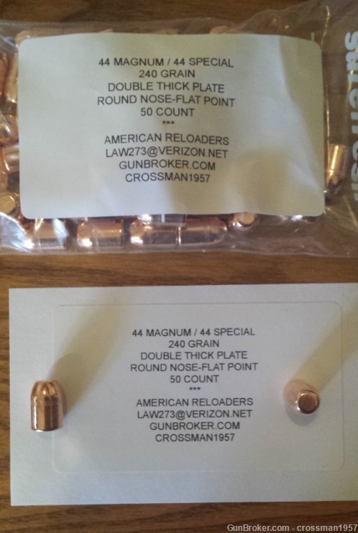 44 Magnum 44 Special Double Plated, Double Struck Bullet Reloading-img-0