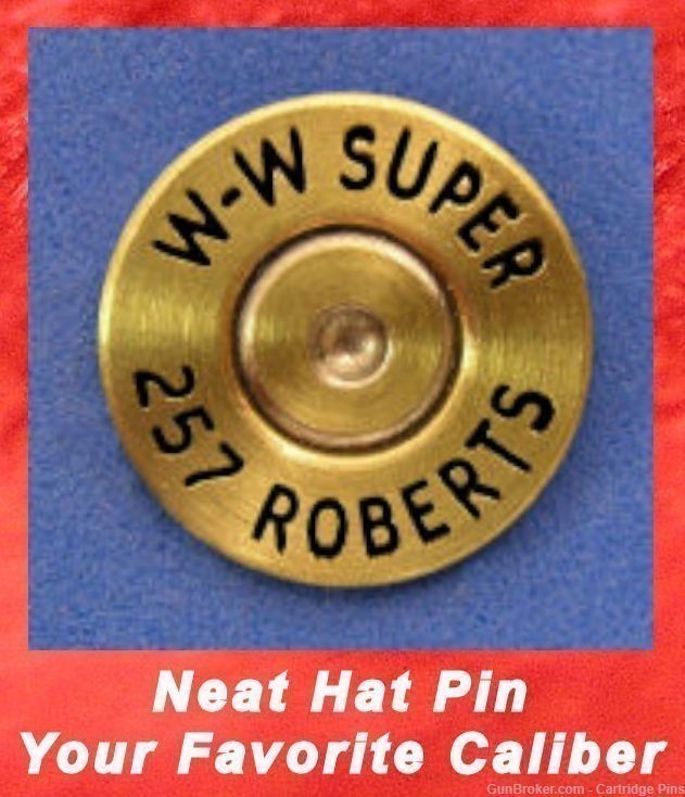 Winchester W-W SUPER 257 ROBERTS   Cartridge Hat Pin  Tie Tac  Ammo Bullet-img-0