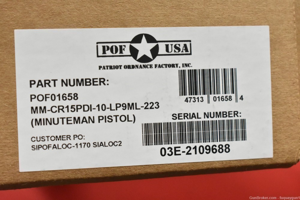 POF Minuteman 5.56 NATO AR Pistol 10.5" Threaded Barrel AR15 Pistol-img-1