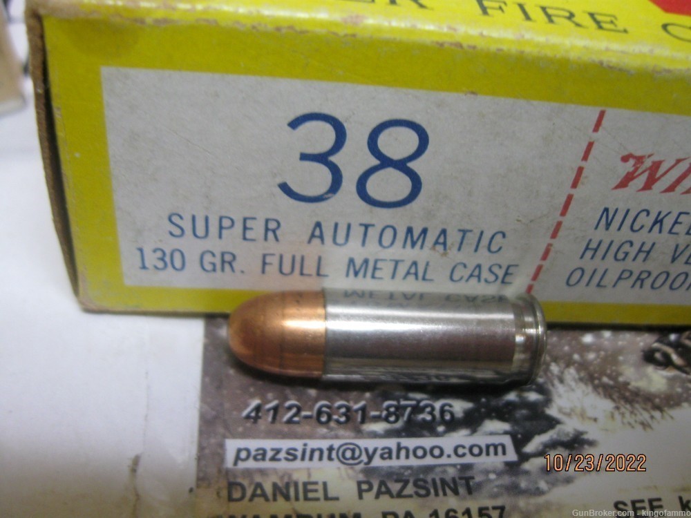 Scarce Now 38 Super Automatic Pistol 50 Rnds WINCHESTER Super-Speed Box-img-3