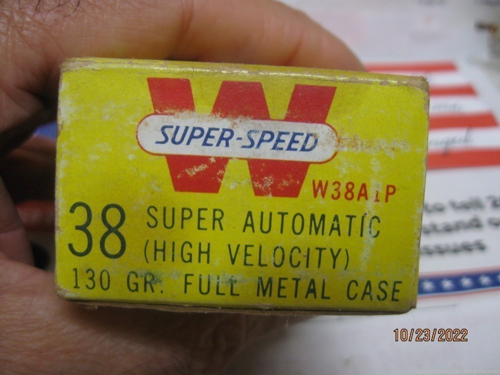 Scarce Now 38 Super Automatic Pistol 50 Rnds WINCHESTER Super-Speed Box-img-1