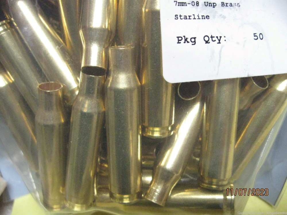 Scarce New  Bag 50 pcs 7mm-08 Remington Starline Rifle Brass; more avail 2-img-2