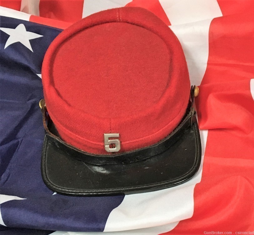  Kepi New York Staff, red, regimental # 5 Civil War-img-0