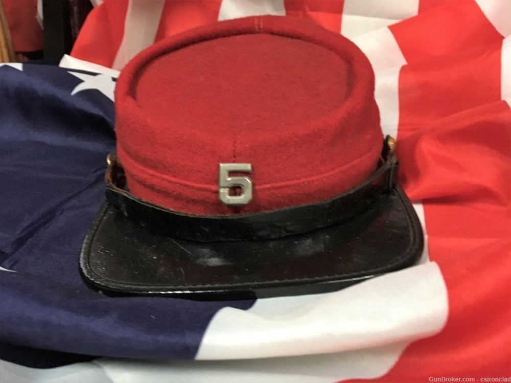  Kepi New York Staff, red, regimental # 5 Civil War-img-1