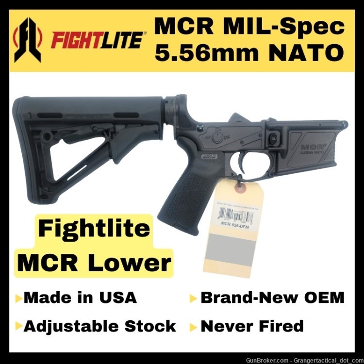 Fightlite Lower MCR 5.56 NATO Receiver AR15 Lower Fight Lite MCR Belt Fed-img-0
