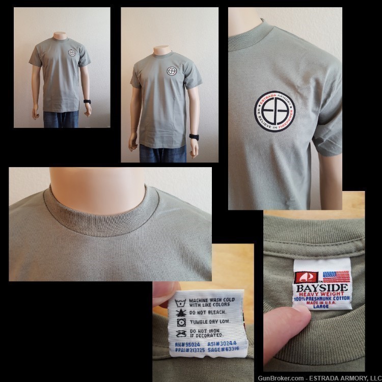 Estrada Armory Bayside Adult 6.1 oz., 100% Cotton T-Shirt Safari, Size XL-img-1