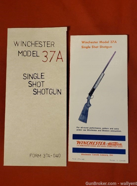 Winchester Model 37A Single Shot Shotgun Factory Manual Form 37A-040-img-0