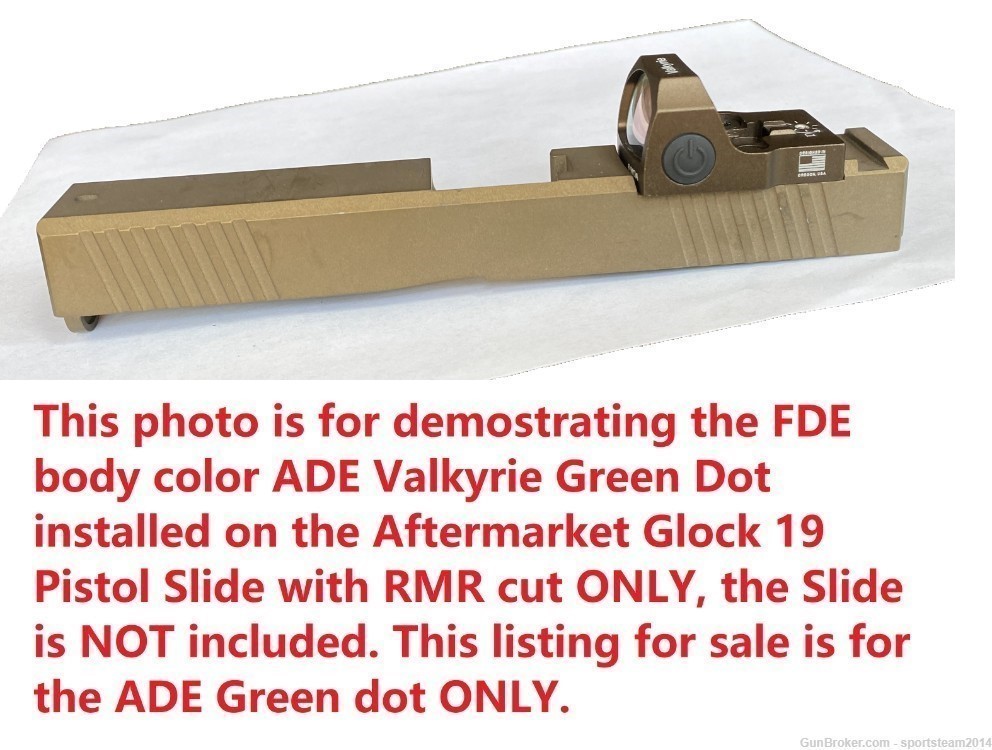 FDE! RD3-023 VALKYRIE GREEN Dot For Glock 17/19/22 Slide w/ RMR Cut red dot-img-0