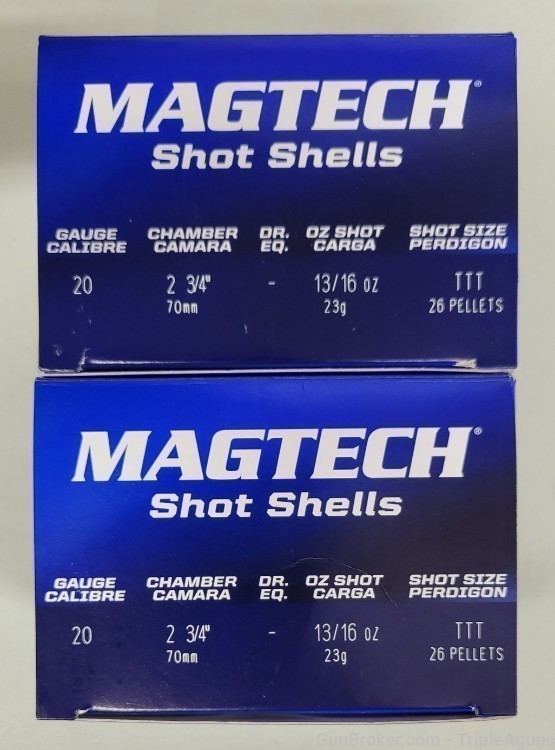 Magtech 20ga TTT 26 pellets 2 3/4in lot of 50rds 20BSA lead shot-img-0