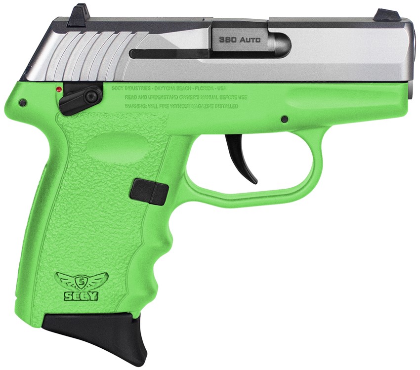 SCCY Industries CPX-4 380ACP 2.96 10+1 Lime Green Frame Stainless Slide Thu-img-0