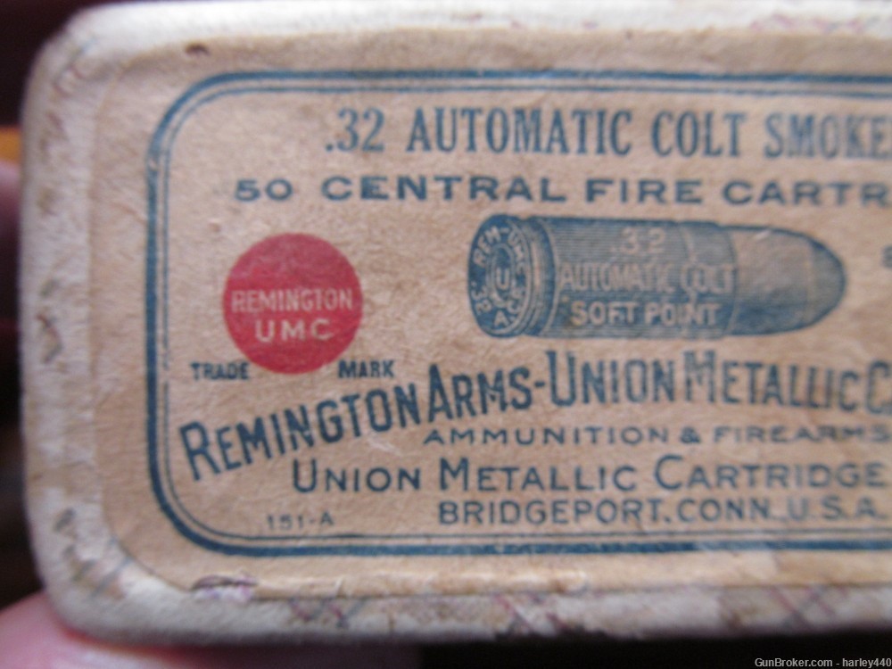 Vtg. Remington-UMC Union Metallic .32 Auto Colt -Box -33 rds- Free Shipping-img-7