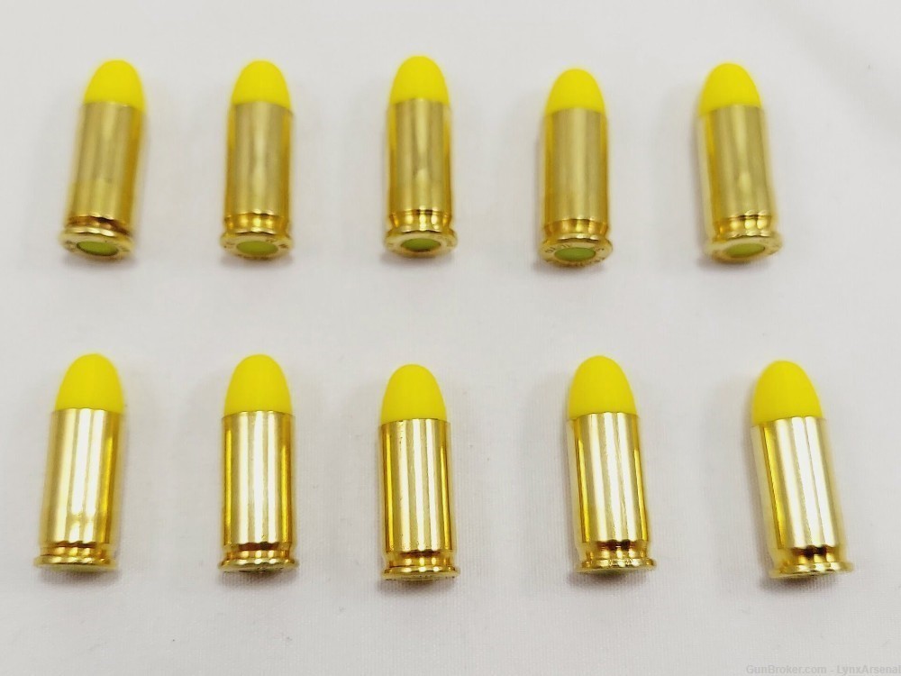 32 ACP Brass Snap caps / Dummy Training Rounds - Set of 10 - Yellow-img-2