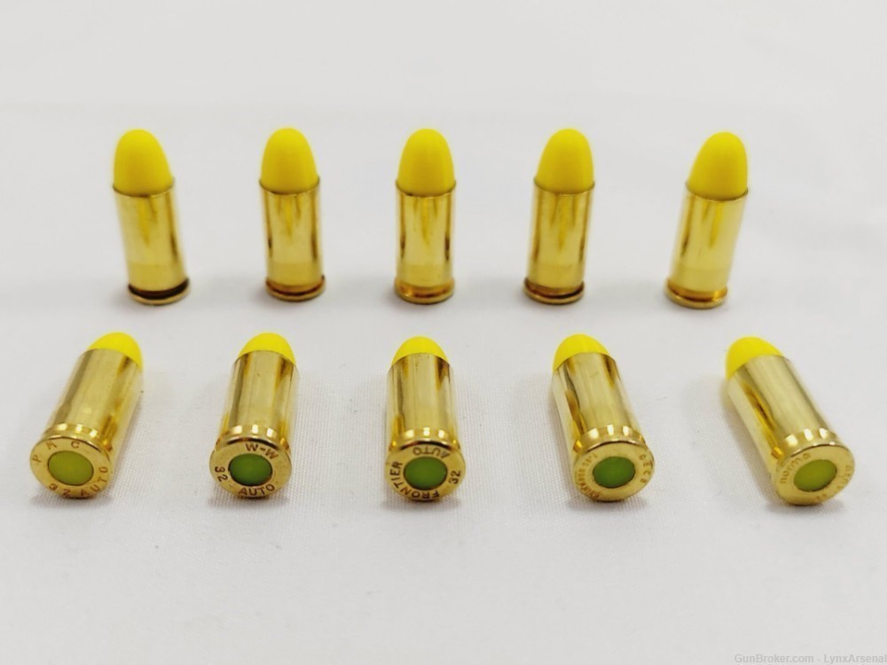 32 ACP Brass Snap caps / Dummy Training Rounds - Set of 10 - Yellow-img-0