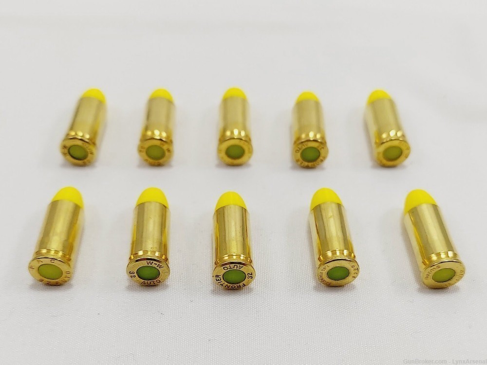 32 ACP Brass Snap caps / Dummy Training Rounds - Set of 10 - Yellow-img-3