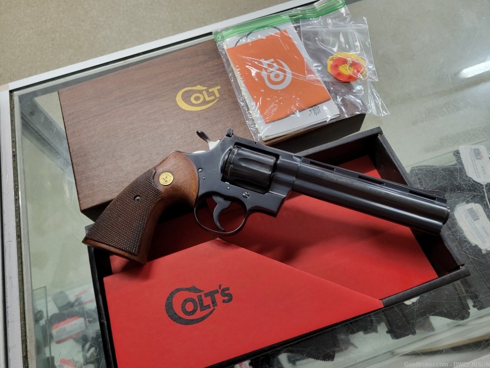 Rare Blued 6" Colt Python Made In 1968 With Box And Paperwork Nice Shape-img-0