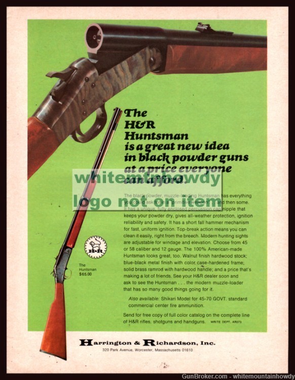 1973 HARRINGTON & RICHARDSON H&R Muzzleloader Rifle PRINT AD-img-0