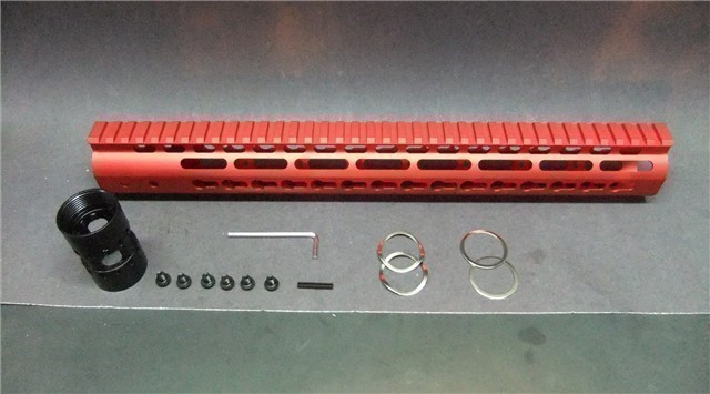 15" AR15 AR Light Slim RED Keymod Free Float Handguard Rail Grip 5.56 .223-img-1