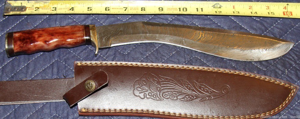 HANDMADE CUSTOM DAMASCUS KURI KNIFE 17 INCH WITH LEATHER-img-0