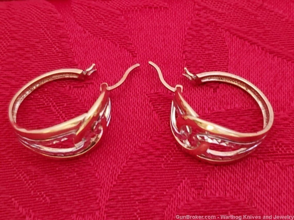 925 Sterling Silver Rhodium Plated & 14k Gold Overlay Earrings.S30*REDUCED*-img-1