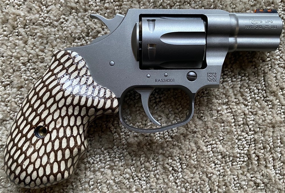 Genuine Cobra Skin Grips for Colt Cobra 38 Special Revolver GRIPS ONLY-img-0