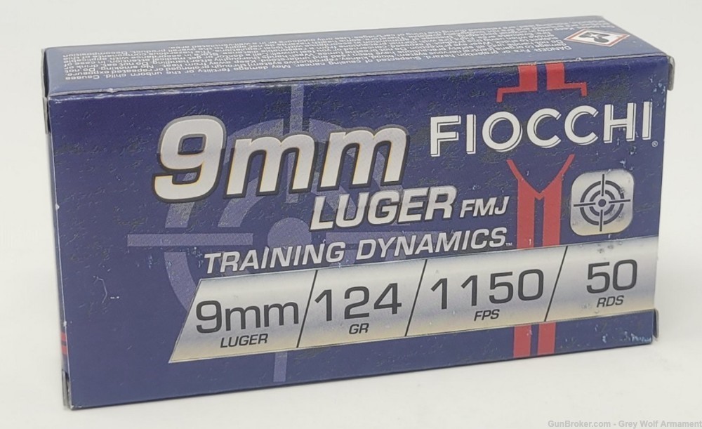 Fiocchi 9mm Luger Ammunition 124 Grain Full Metal Jacket 50 Rounds-img-0