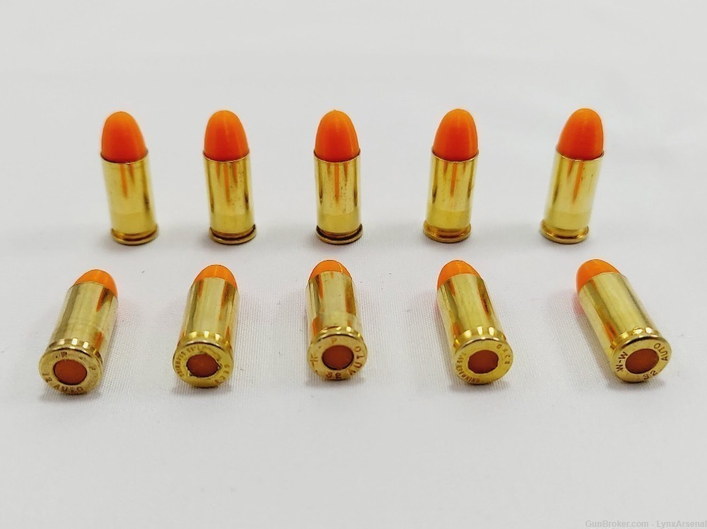 32 ACP Brass Snap caps / Dummy Training Rounds - Set of 10 - Orange-img-0
