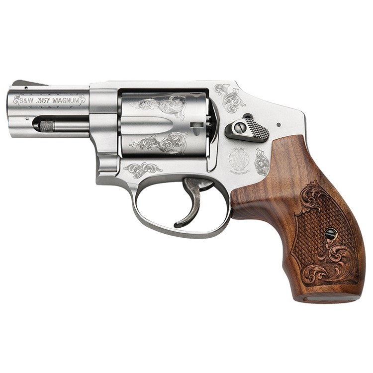 S&W 640 357 Mag,38 Special +P 2.1in 5rd Matte Silver Revolver w/Engraving-img-0
