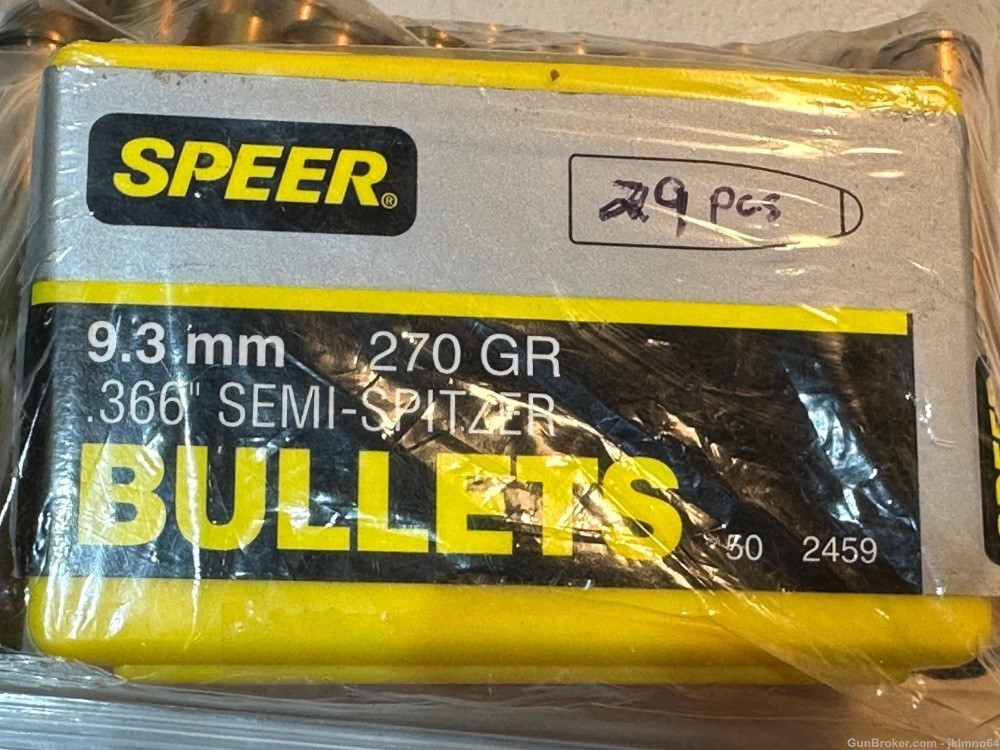 29 pcs Norma 9.3x74R 1x fired brass + 29 Speer 270gr Semi-Spitzer bullets -img-3