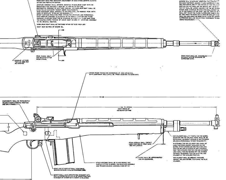 M14 (M1A) National Match Measured Drawings, Blueprints, 13 pp!-img-1
