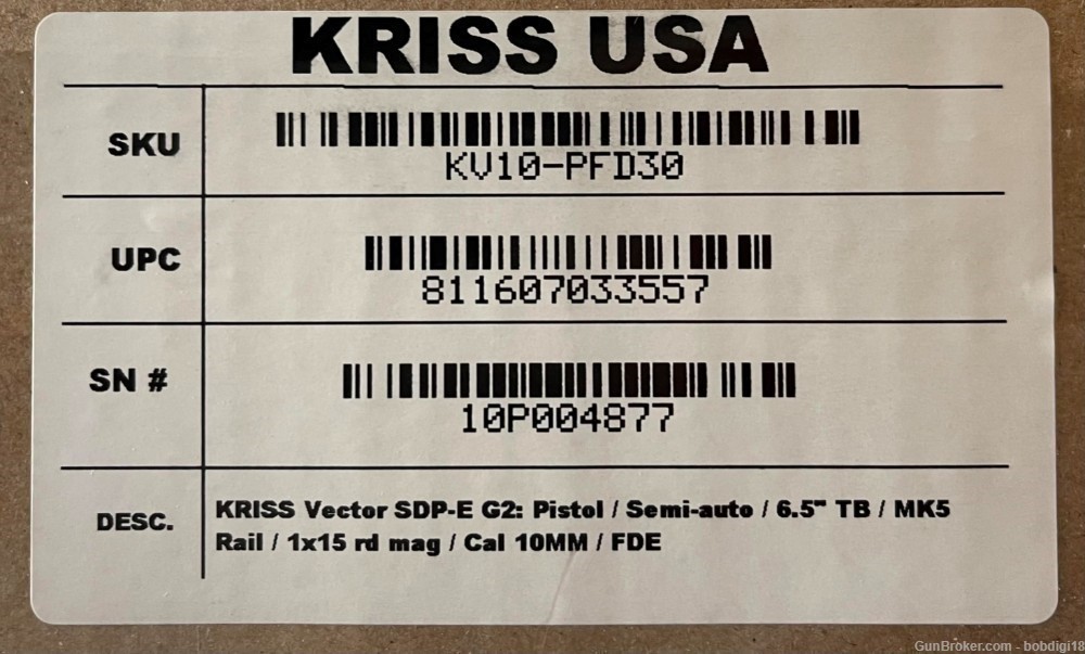 KRISS USA Inc Vector G2 SDP-E KV10-PFD30 10mm 15rd NO CC FEES-img-3