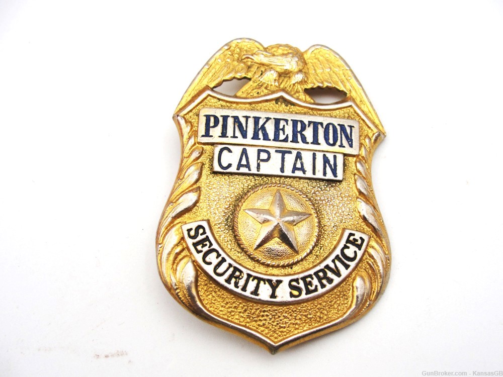 Pinkerton Captain # 382 security service badge -img-0