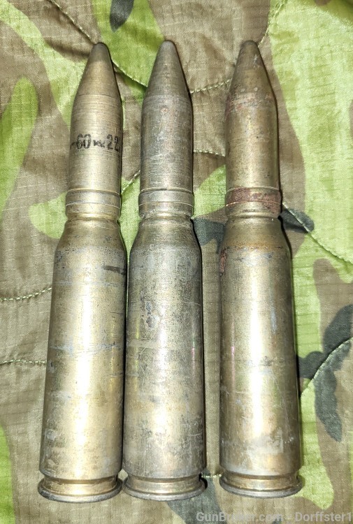 Lot of 3 20mm inert dummy cannon rounds ammo training LC-60-22-img-1