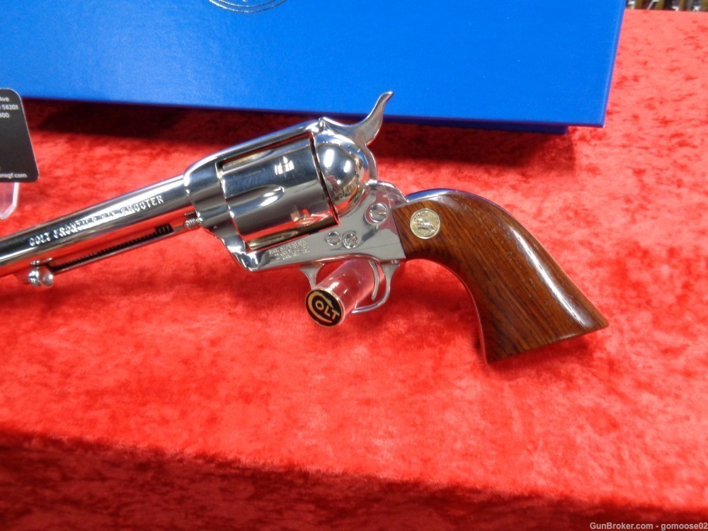 1984 Colt SAA Frontier Six Shooter 44-40 Bright Nickel Wood Grips WE TRADE-img-1